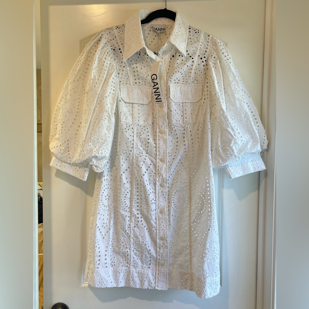Ganni Eyelet Shirtdress